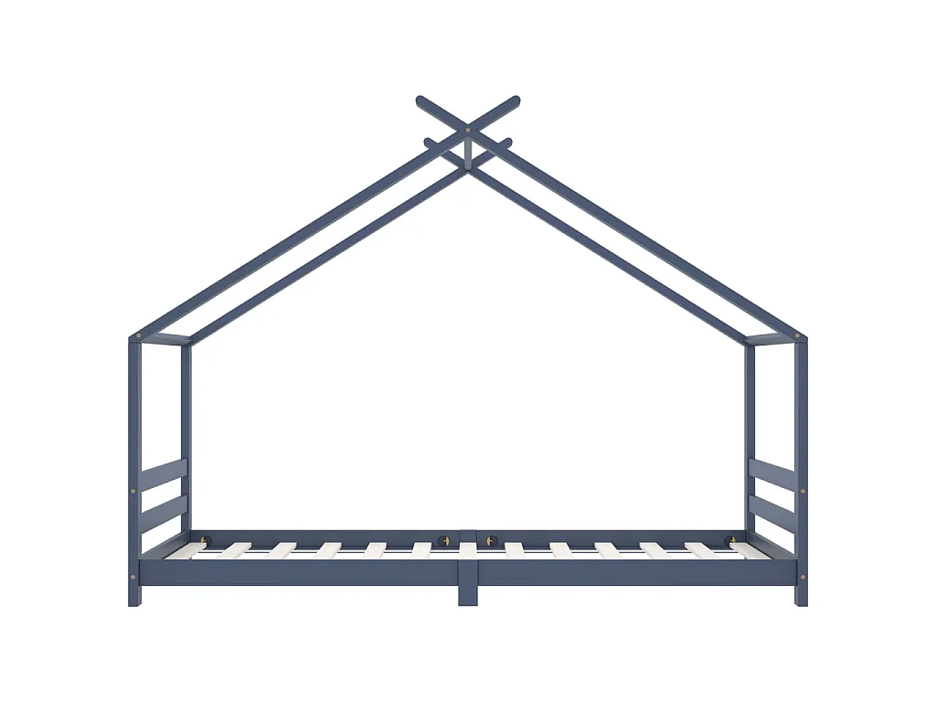 Lit cabane enfant Gris Bois de pin massif 90x200
