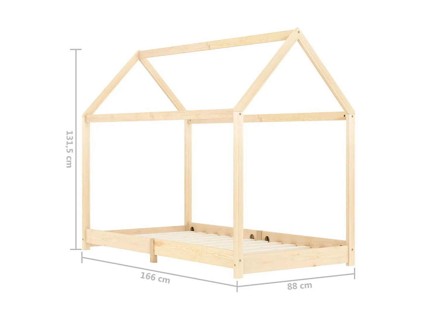 Lit enfant cabane Bois de pin massif 80x160