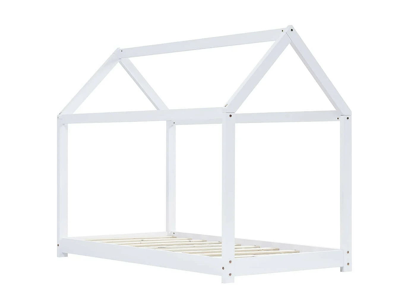 Lit enfant cabane Blanc Bois de pin massif 70x140