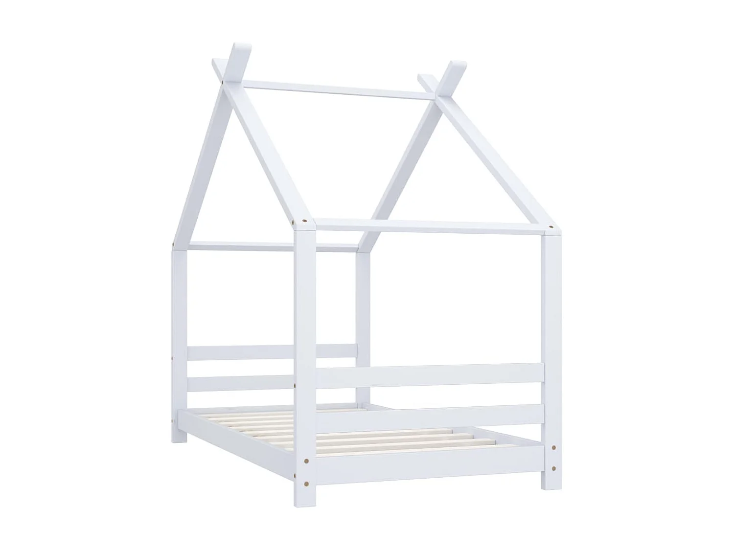 Lit cabane enfant Blanc Bois de pin massif 80x160 3