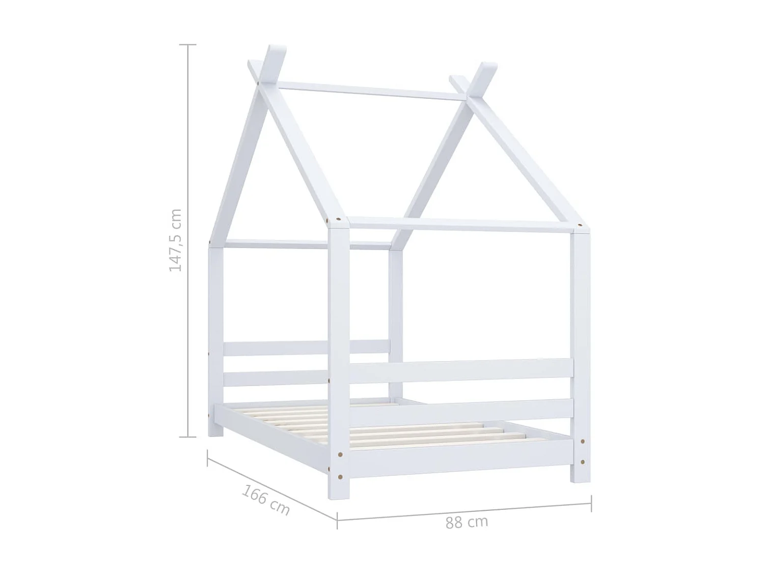 Lit cabane enfant Blanc Bois de pin massif 80x160 3