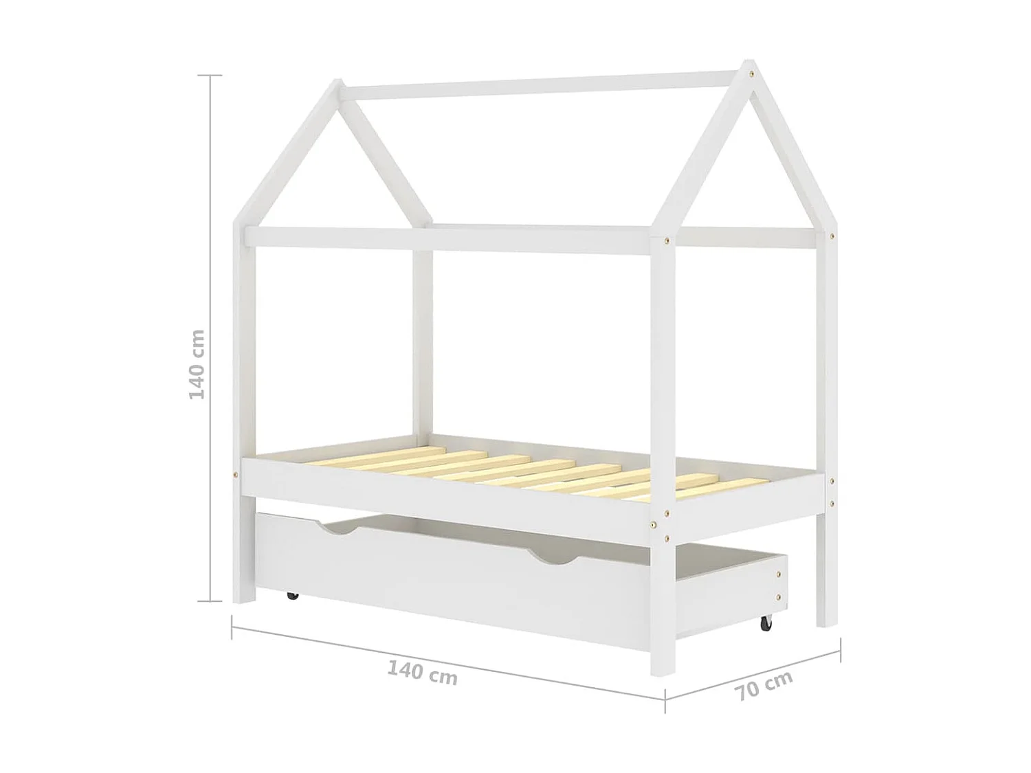 Lit cabane enfant avec un tiroir Blanc Pin massif 70x140