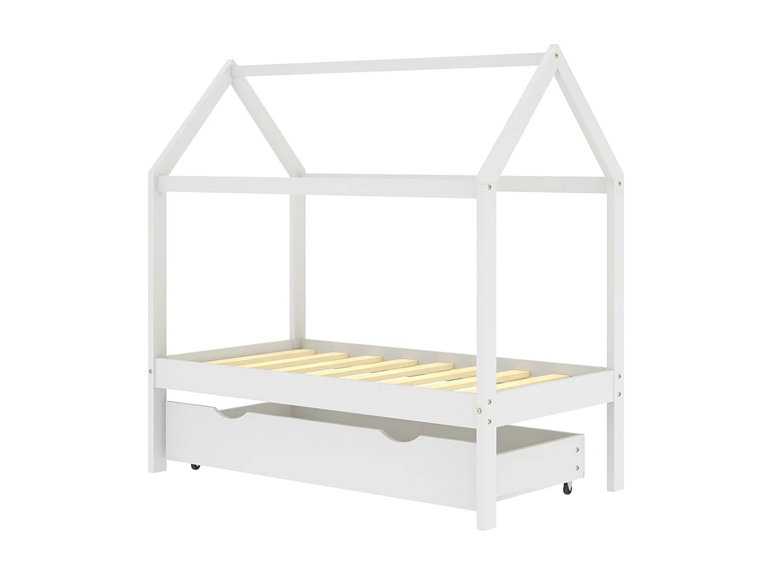 Lit cabane enfant avec un tiroir Blanc Pin massif 70x140