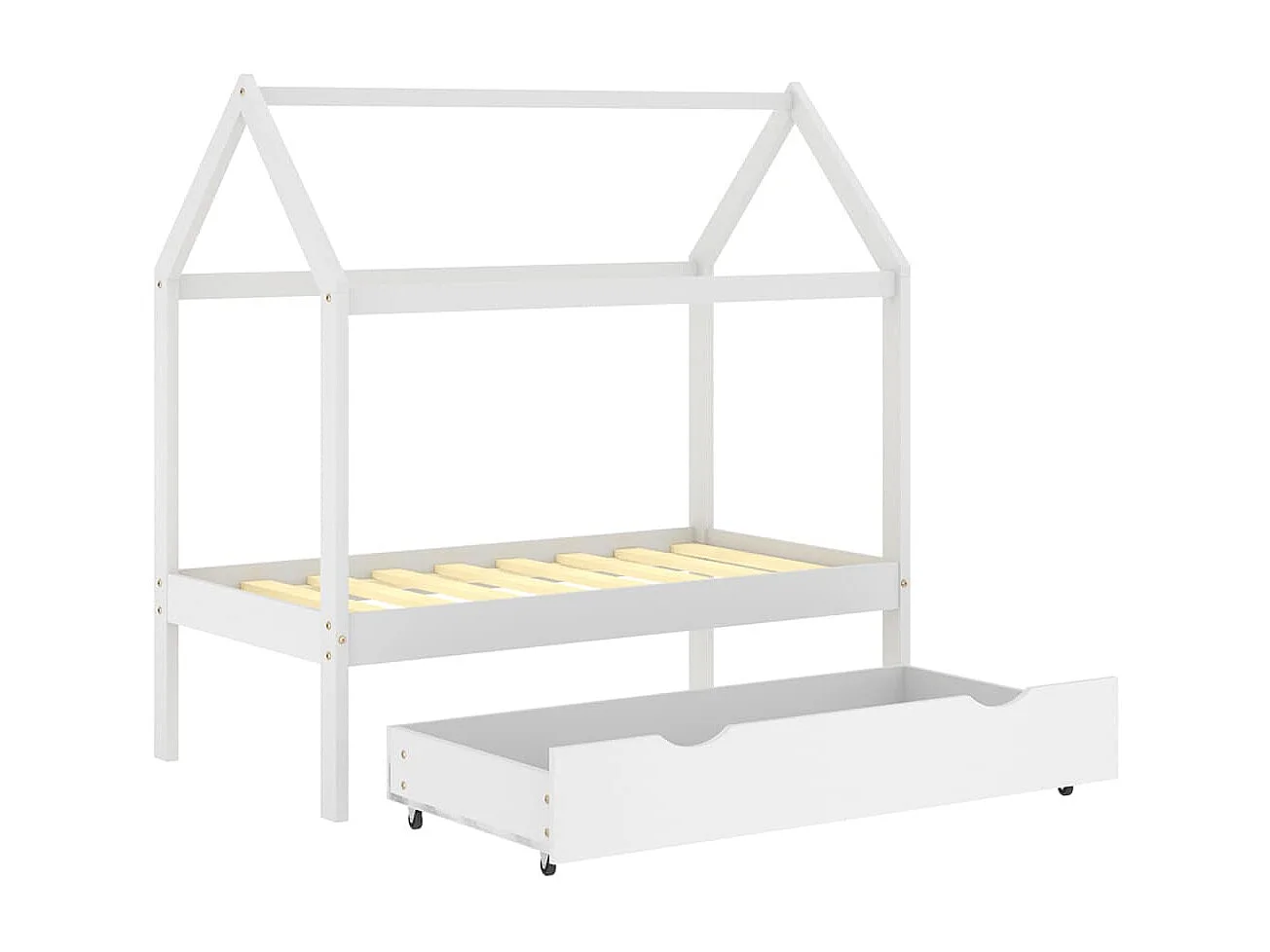 Lit cabane enfant avec un tiroir Blanc Pin massif 70x140