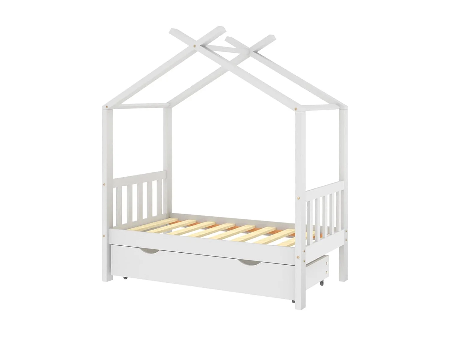 Lit d'enfant avec un tiroir Blanc Pin massif 70x140 Maliko