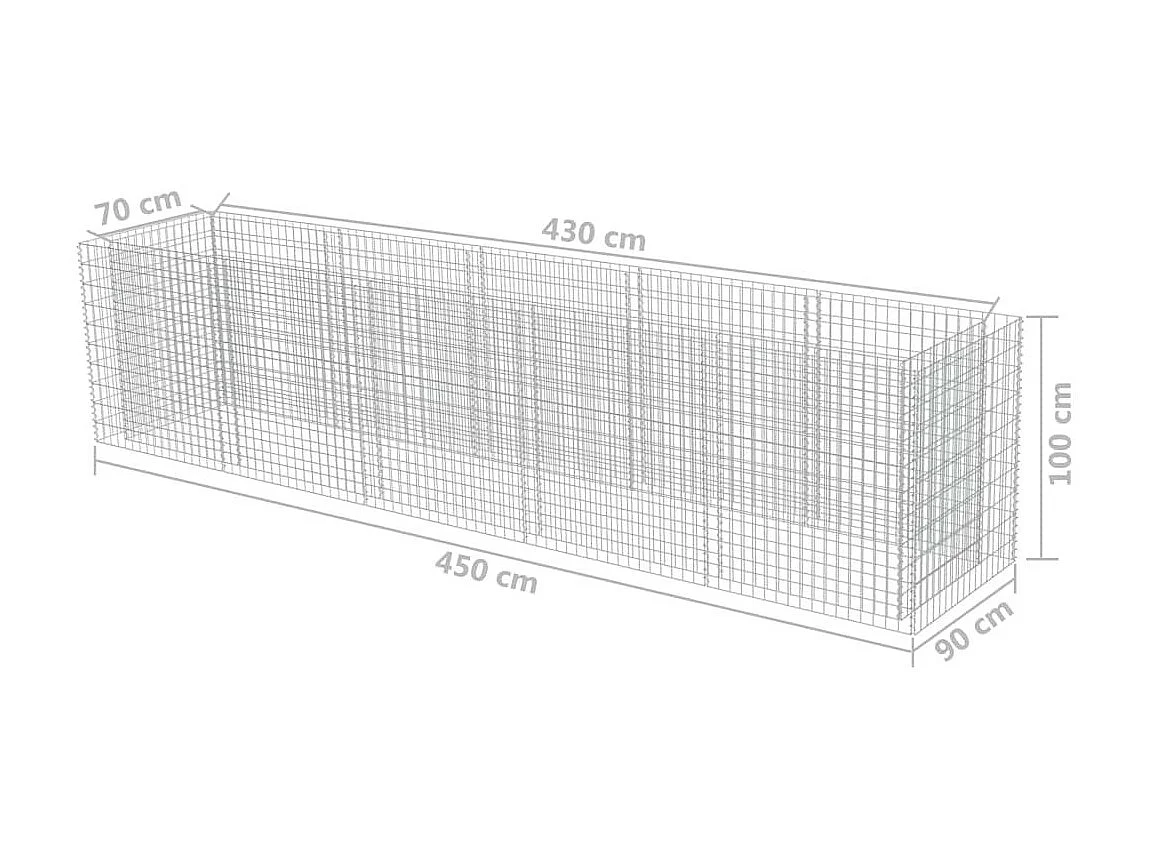 Jardinière à gabion Acier galvanisé 450x90x100