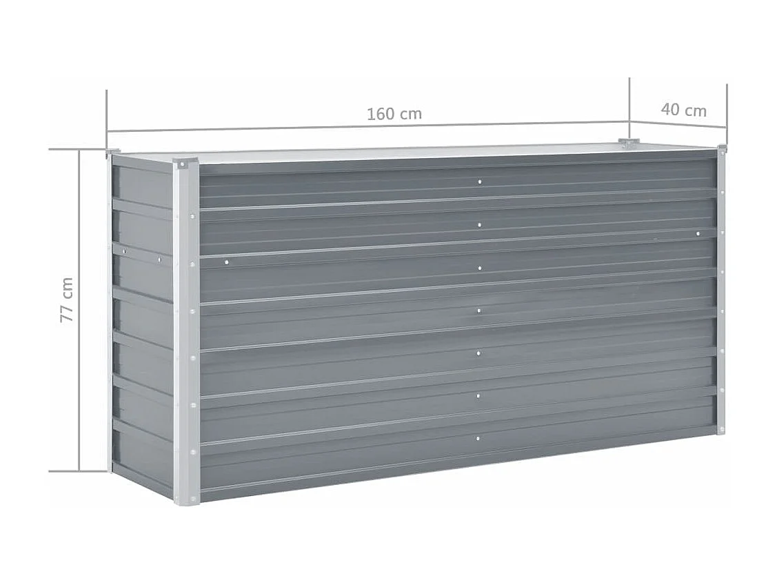 Jardinière Acier galvanisé 160x40x77 Gris