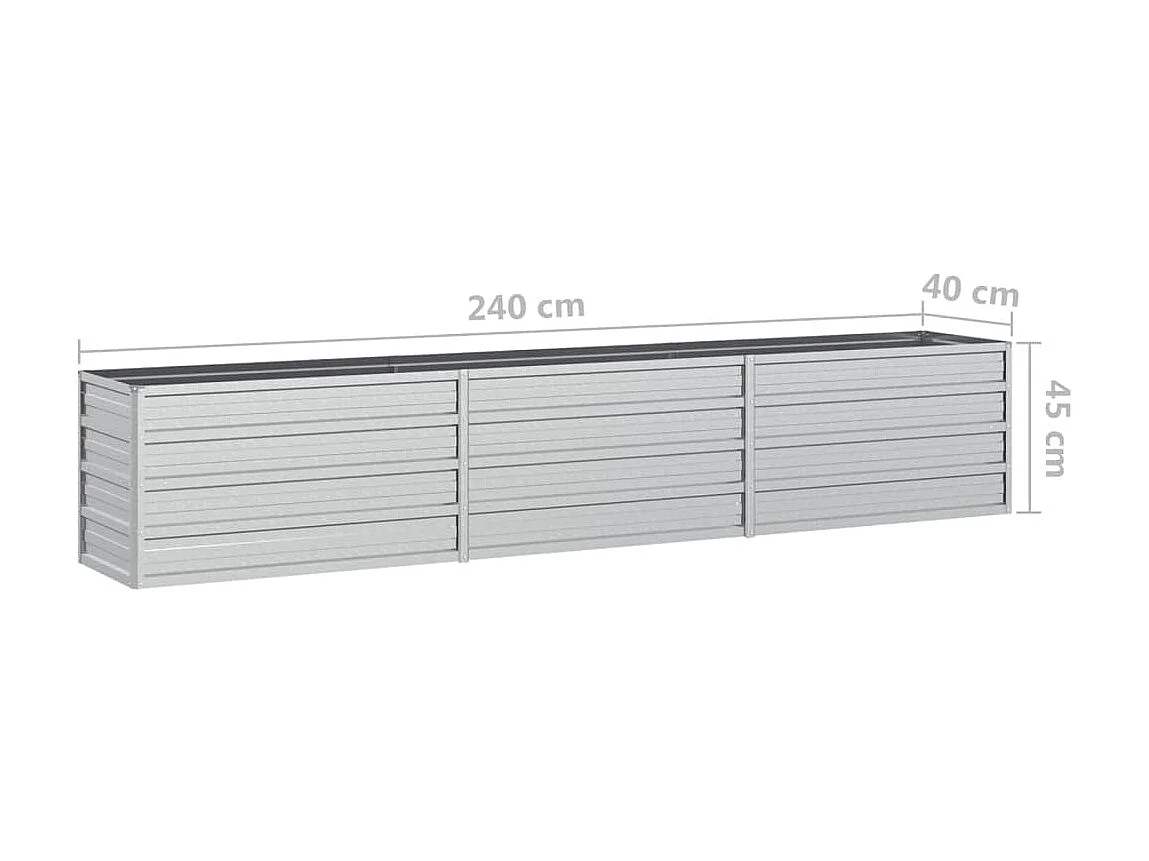 Jardinière 240x40x45 Acier galvanisé Argenté