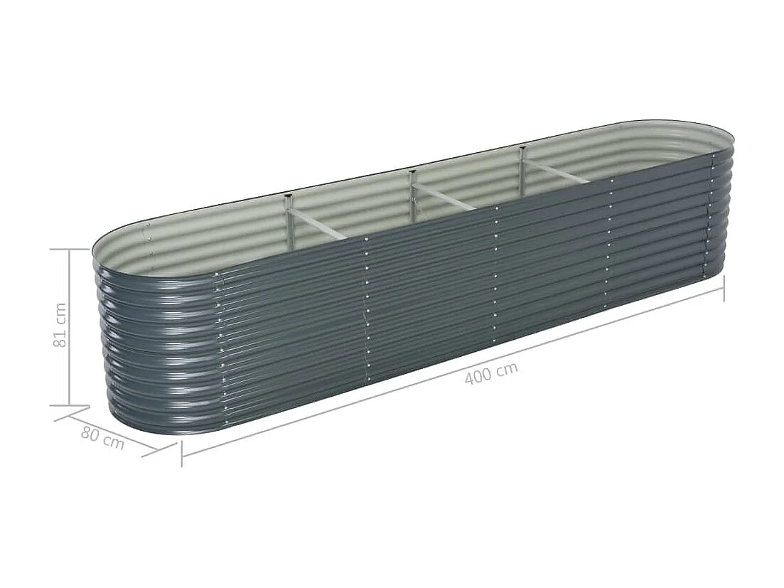 Jardinière 400x80x81 Acier galvanisé Gris