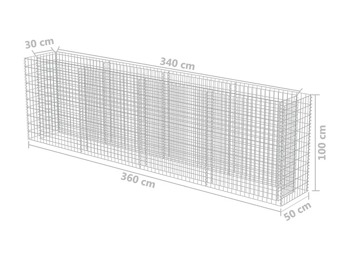 Jardinière à gabion Acier galvanisé 360x50x100