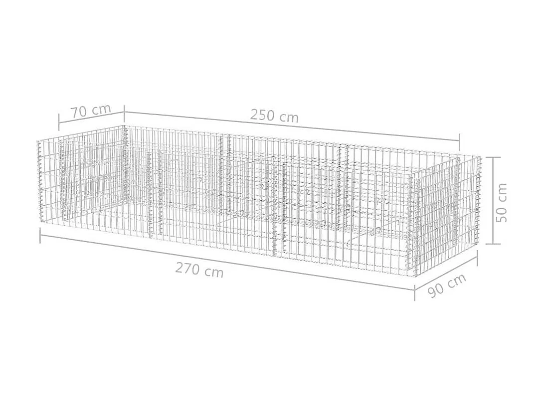 Jardinière à gabion Acier 270x90x50
