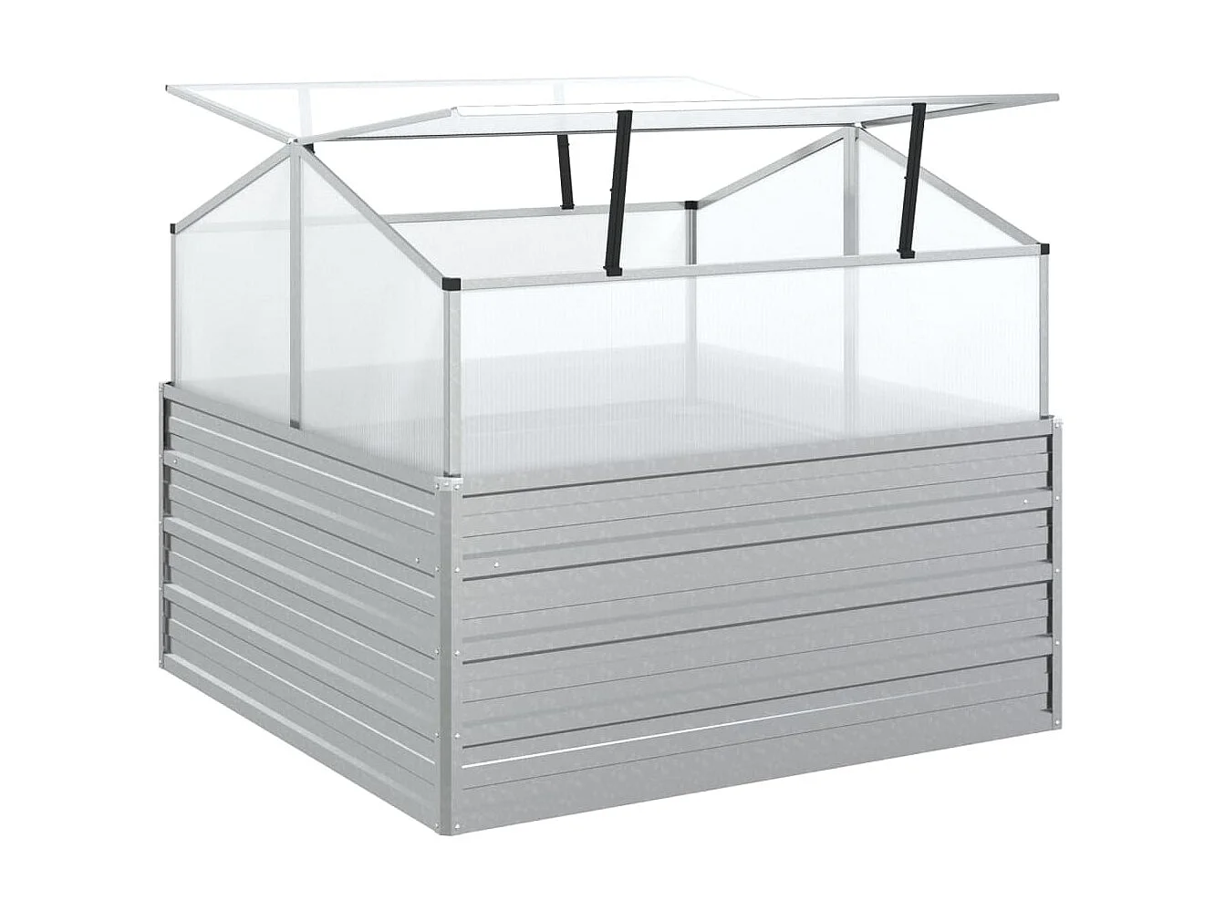 Jardinière avec serre 100x100x85 Argenté