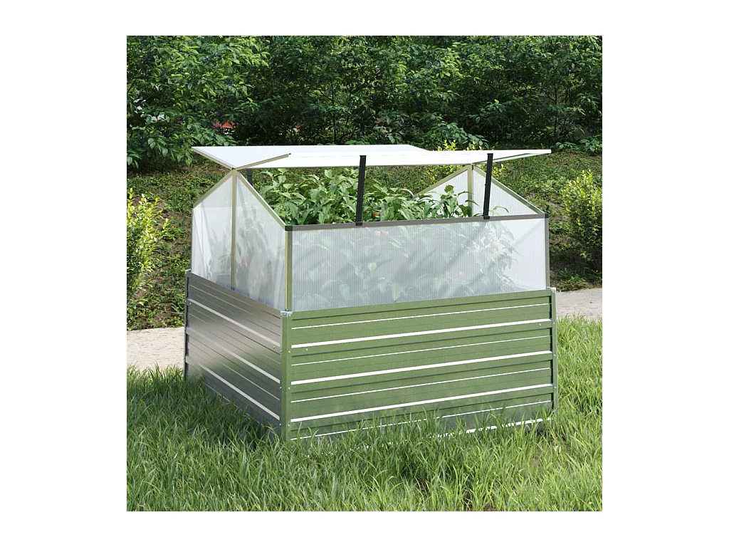 Jardinière avec serre 100x100x85 Argenté