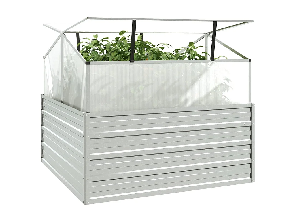 Jardinière avec serre 100x100x85 Argenté