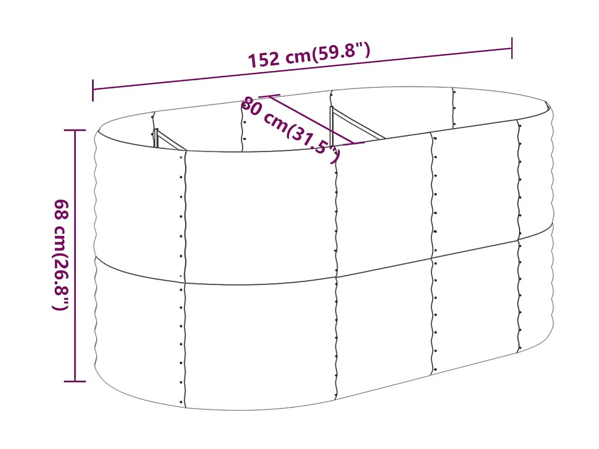 Jardinière de jardin Acier enduit de poudre 152x80x68 Vert
