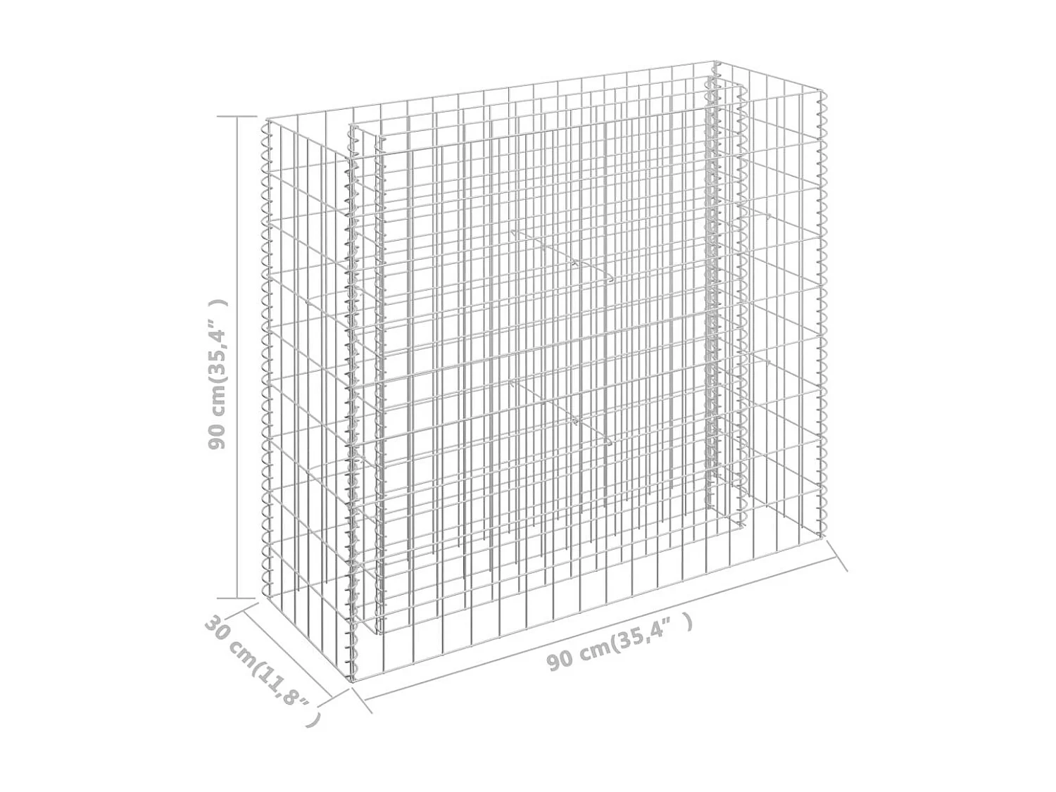 Jardinière à gabion Acier galvanisé 90x30x90