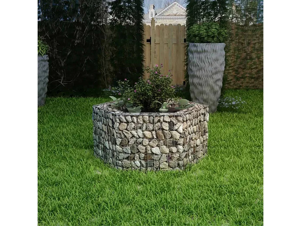 Jardinière à gabion hexagonale 100 x 90x50