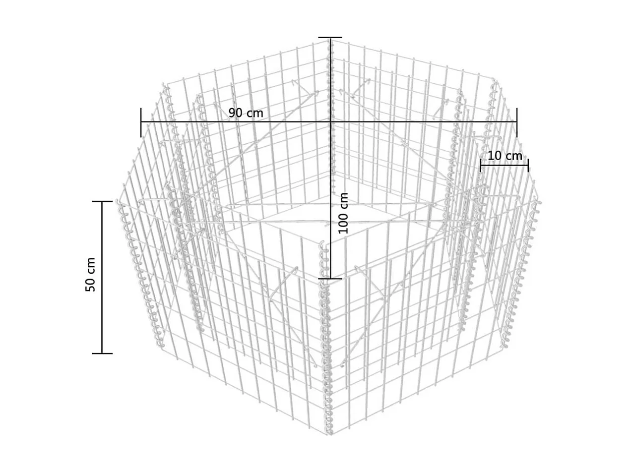 Jardinière à gabion hexagonale 100 x 90x50