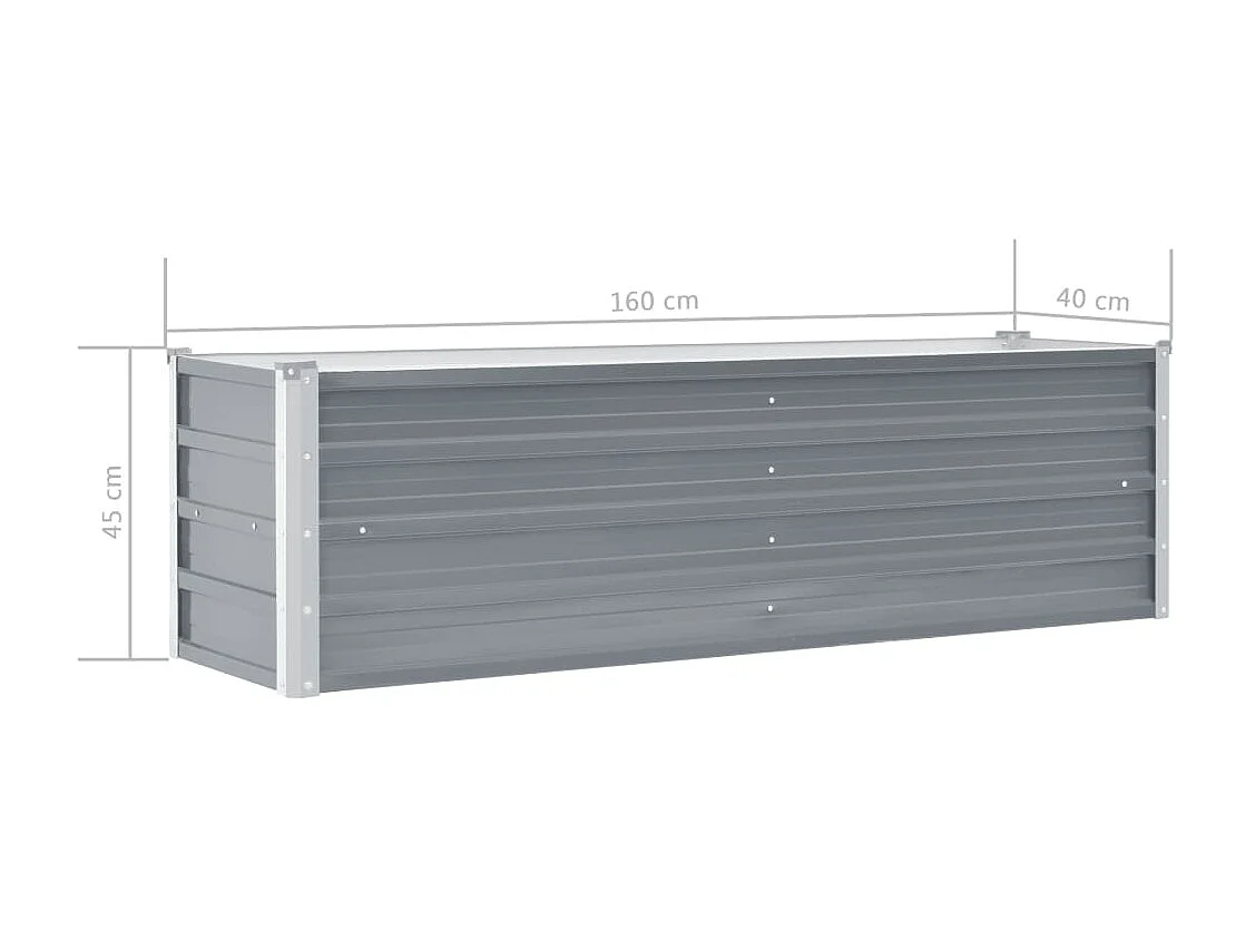 Jardinière Acier galvanisé 160x40x45 Gris
