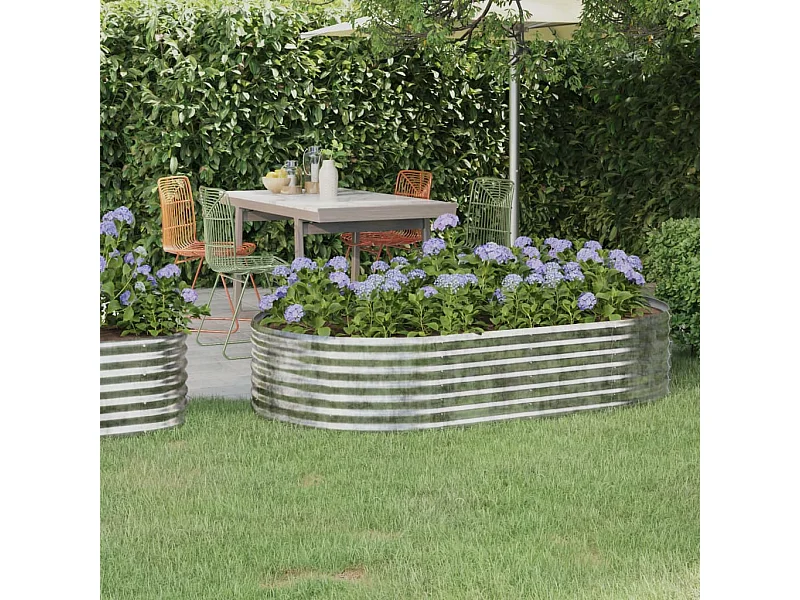 Cache pot de jardin Acier enduit de poudre Argenté Riza 2