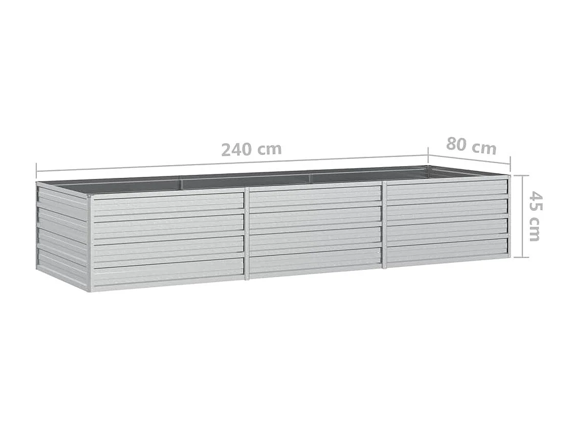 Jardinière 240x80x45 Acier galvanisé Argenté