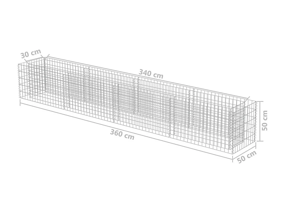 Jardinière à gabion Acier galvanisé 360x50x50