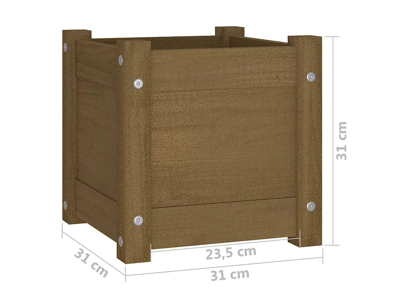 Jardinière extérieur Marron miel 31x31x31 Bois de pin massif