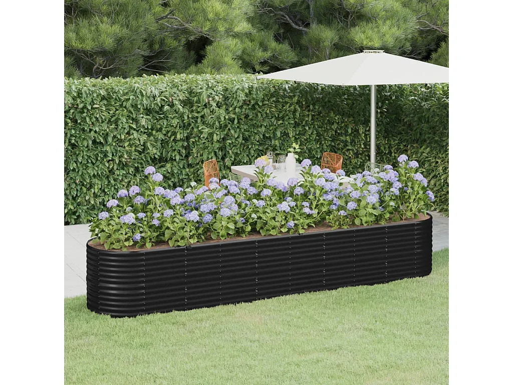 Jardinière Acier enduit de poudre 368x80x68 Anthracite