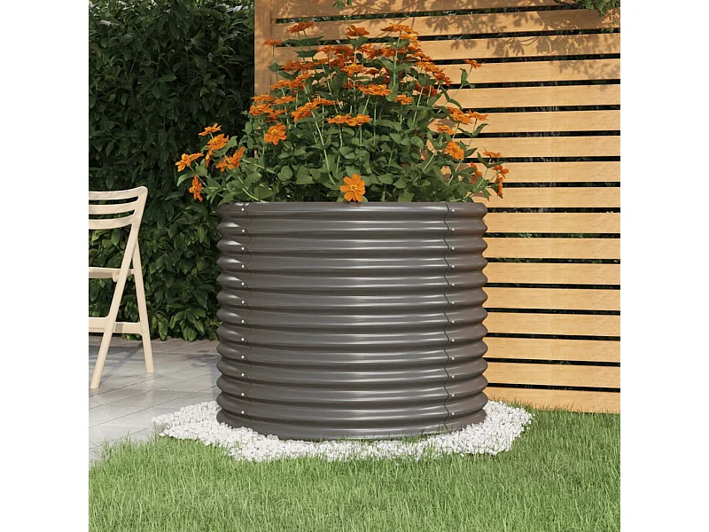 Jardinière de jardin Acier enduit de poudre 80x80x68 Gris