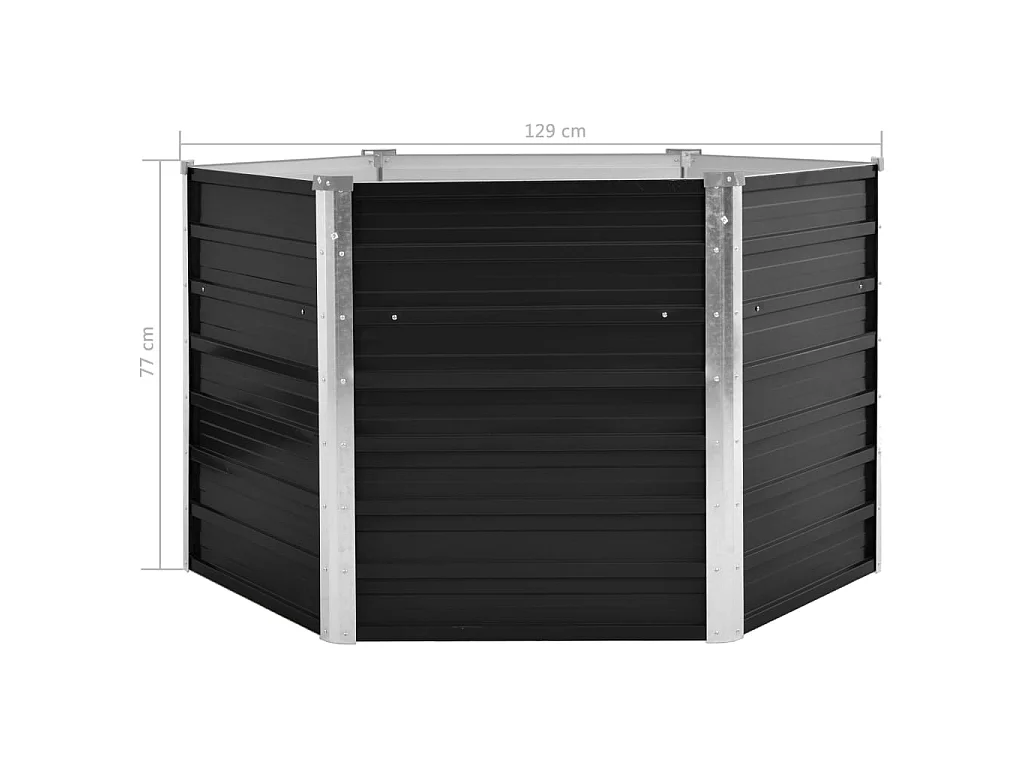 Jardinière Anthracite 129x129x77 Acier galvanisé