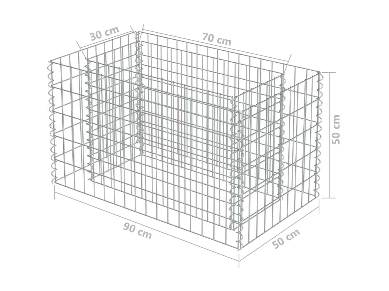 Jardinière à gabion Acier galvanisé 90x50x50