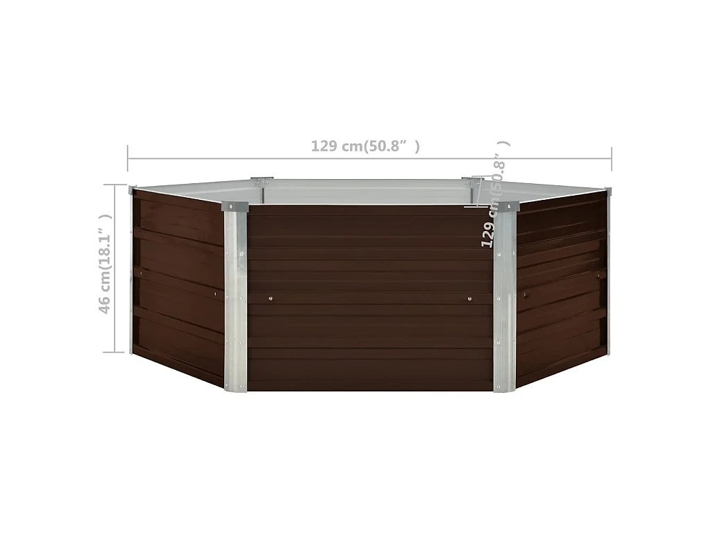 Jardinière surélevée Marron 129x129x46 Acier galvanisé