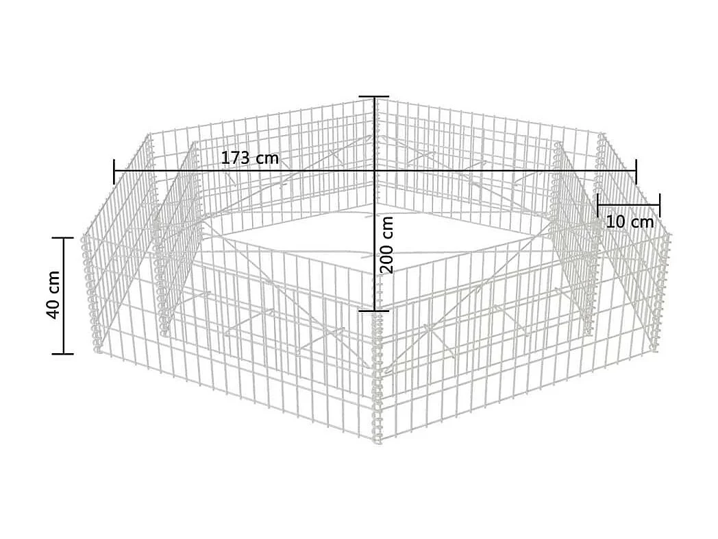 Jardinière à gabion hexagonale 200x173x40