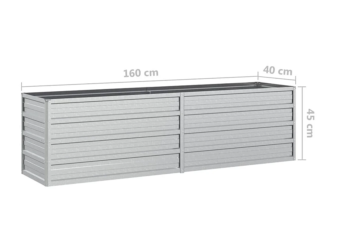 Jardinière 160x40x45 Acier galvanisé Argenté