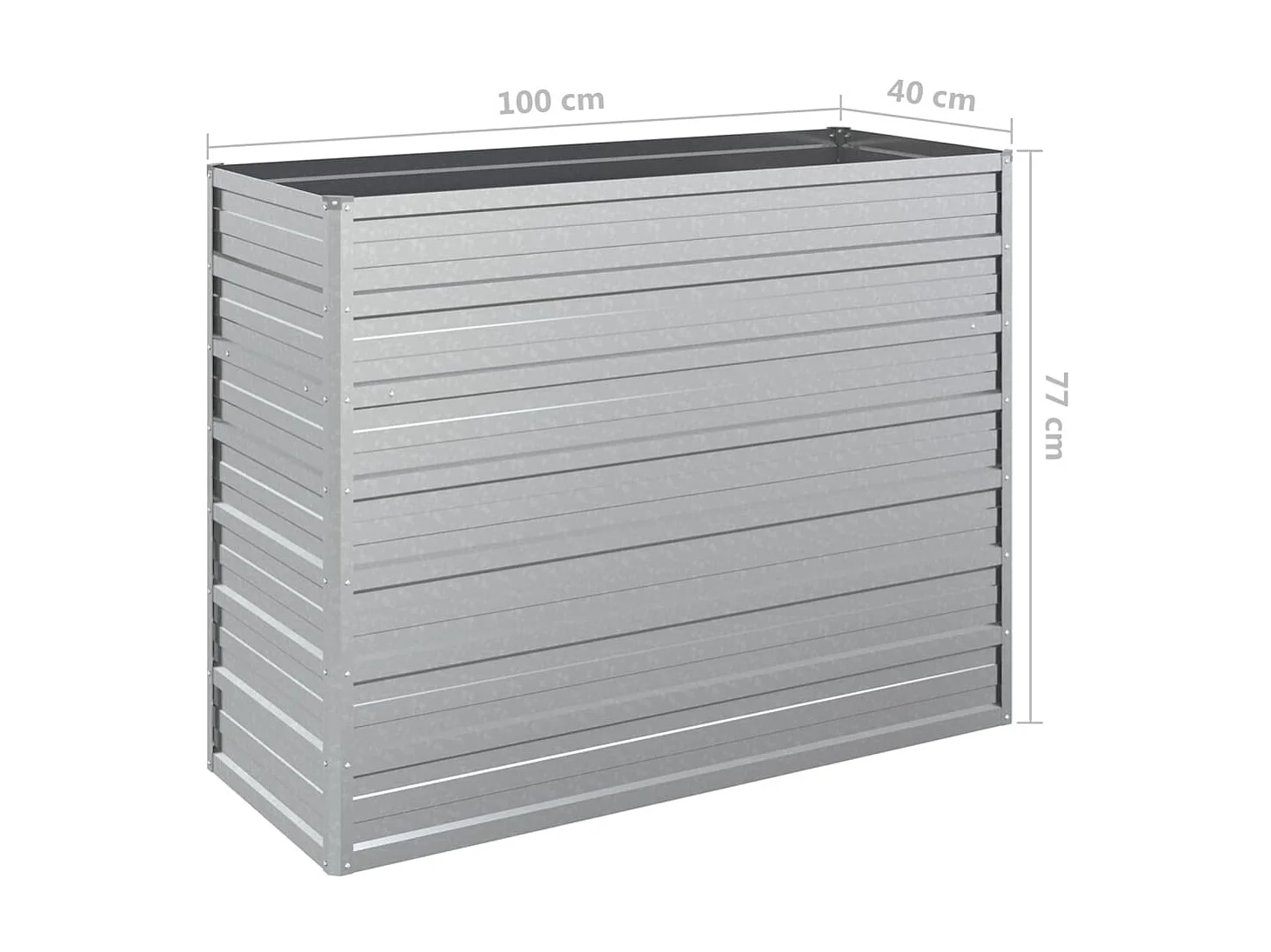 Jardinière 100x40x77 Acier galvanisé Argenté