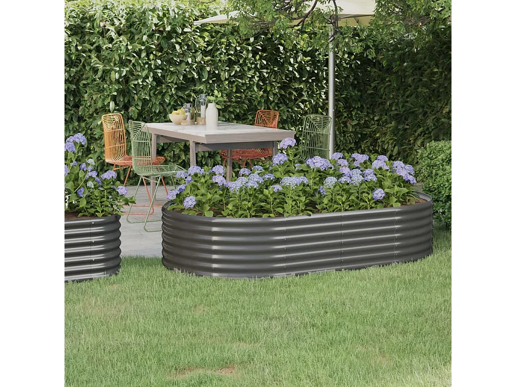 Jardinière de jardin Acier enduit de poudre 175x100x36 Gris