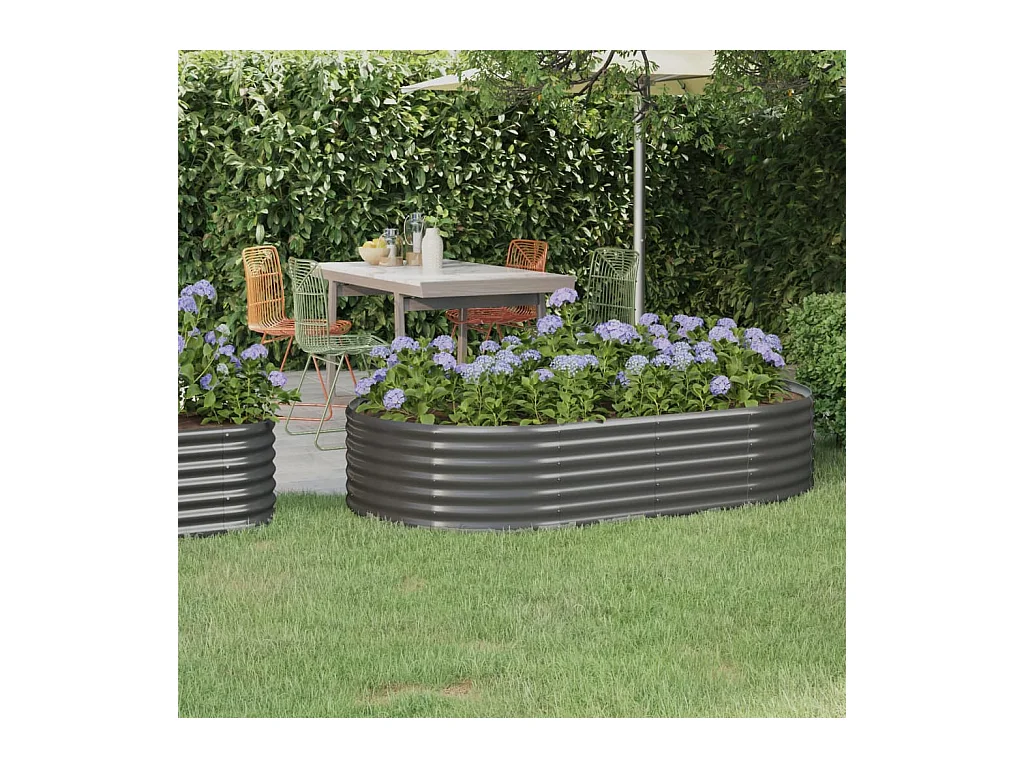 Jardinière de jardin Acier enduit de poudre 175x100x36 Gris