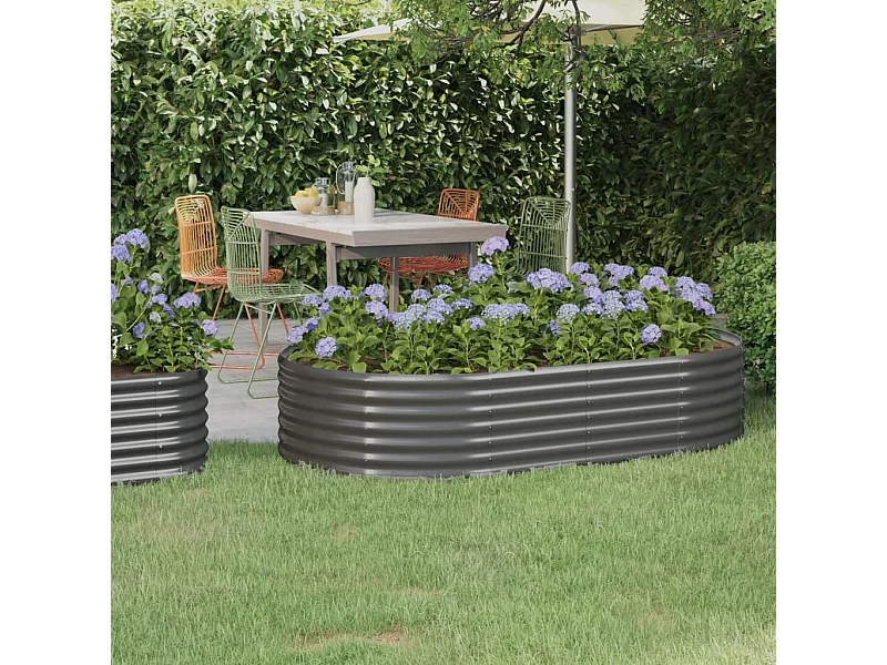 Jardinière de jardin Acier enduit de poudre 175x100x36 Gris