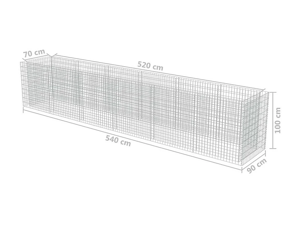 Jardinière à gabion Acier galvanisé 540x90x100