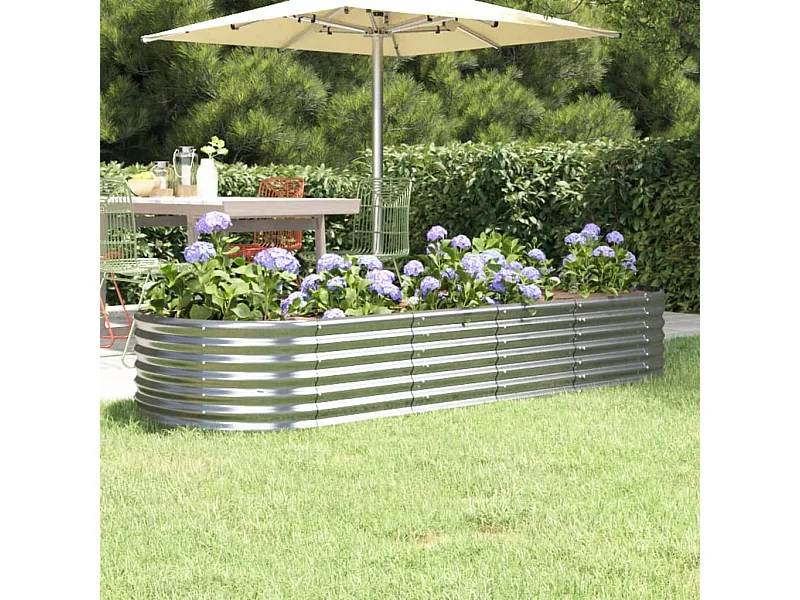 Jardinière Acier enduit de poudre 224x80x36 Argenté