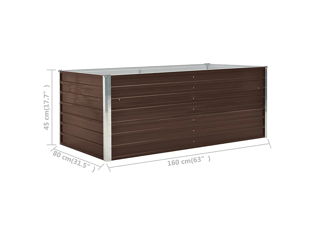 Jardinière 160 x 80x45 Acier galvanisé Marron