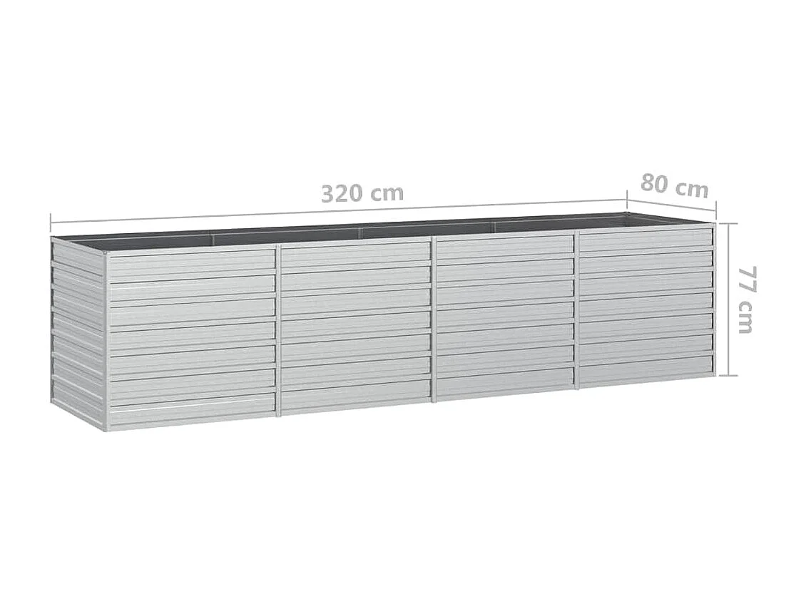 Jardinière 320x80x77 Acier galvanisé Argenté