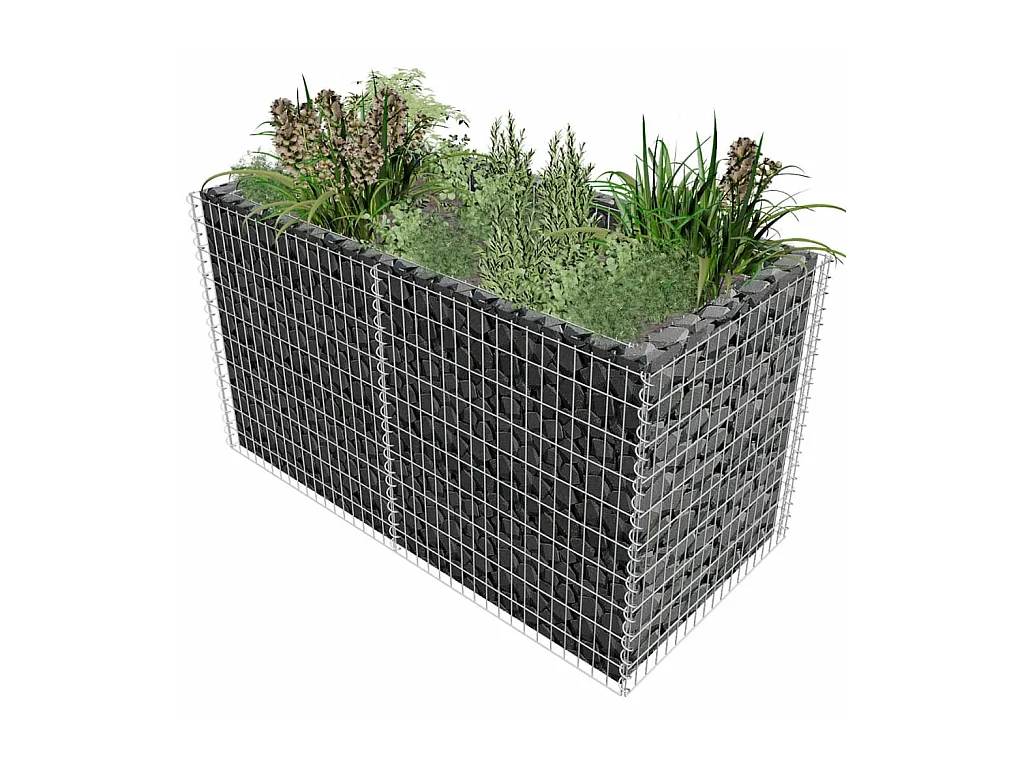 Jardinière à gabion Acier 180 x 90x100 Argenté