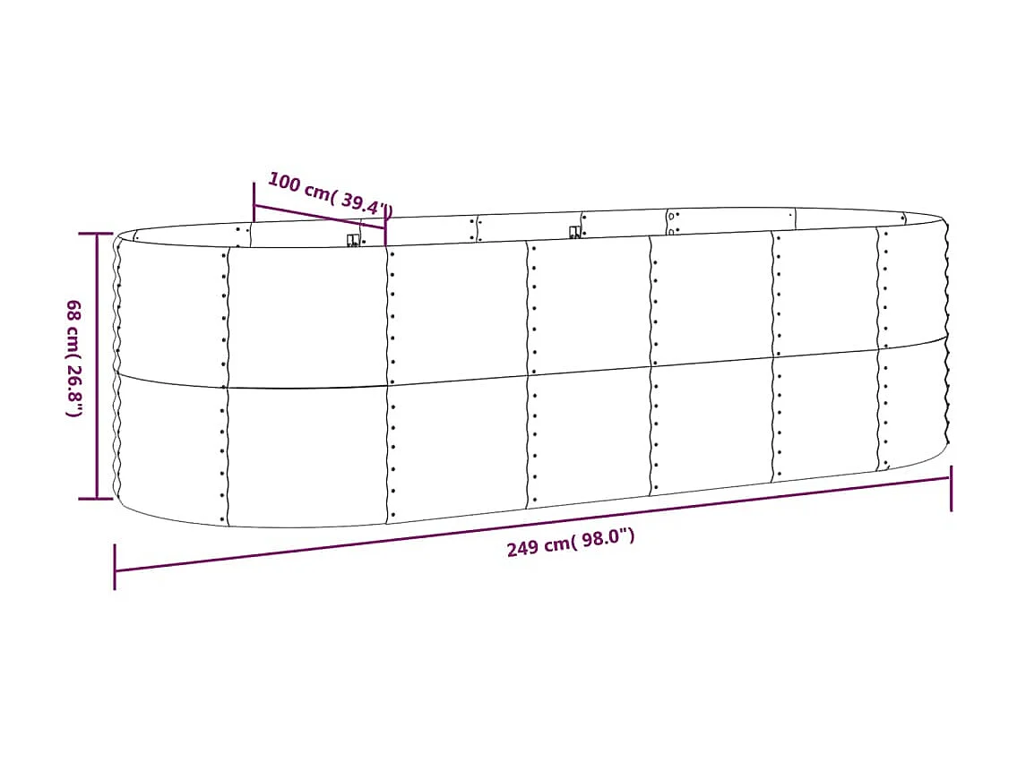 Cache pot de jardin Acier enduit de poudre Argenté