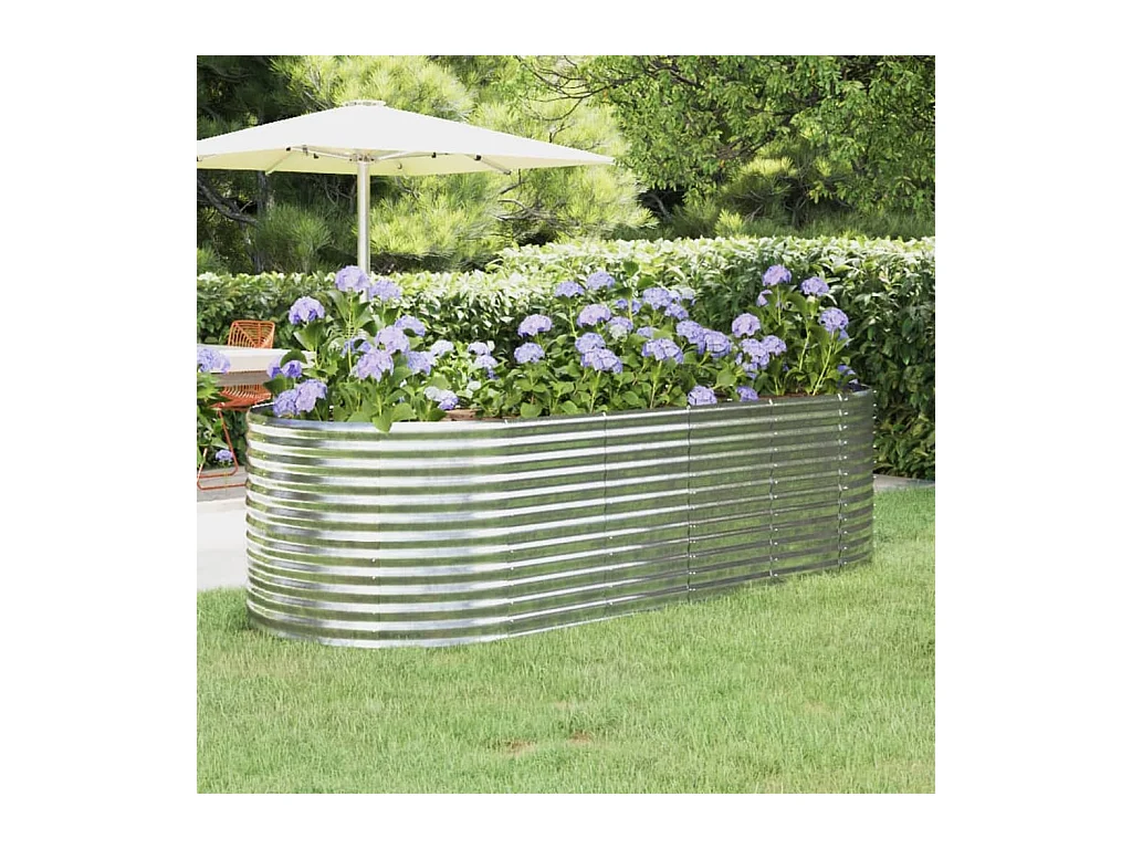 Cache pot de jardin Acier enduit de poudre Argenté