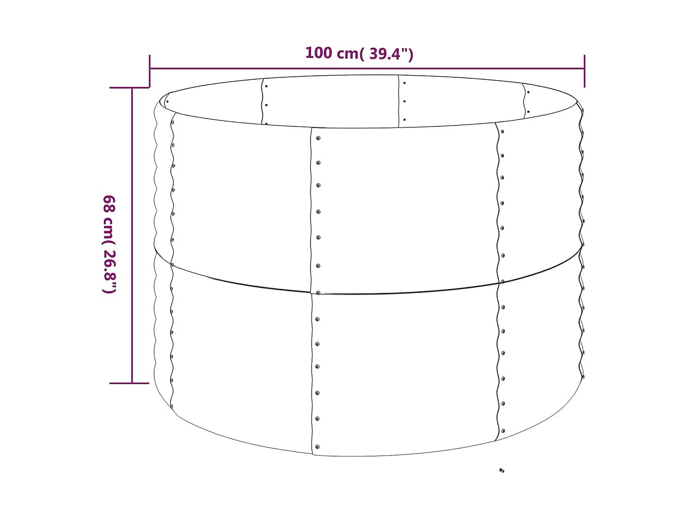 Jardinière de jardin Acier enduit poudre 100x100x68 Argenté