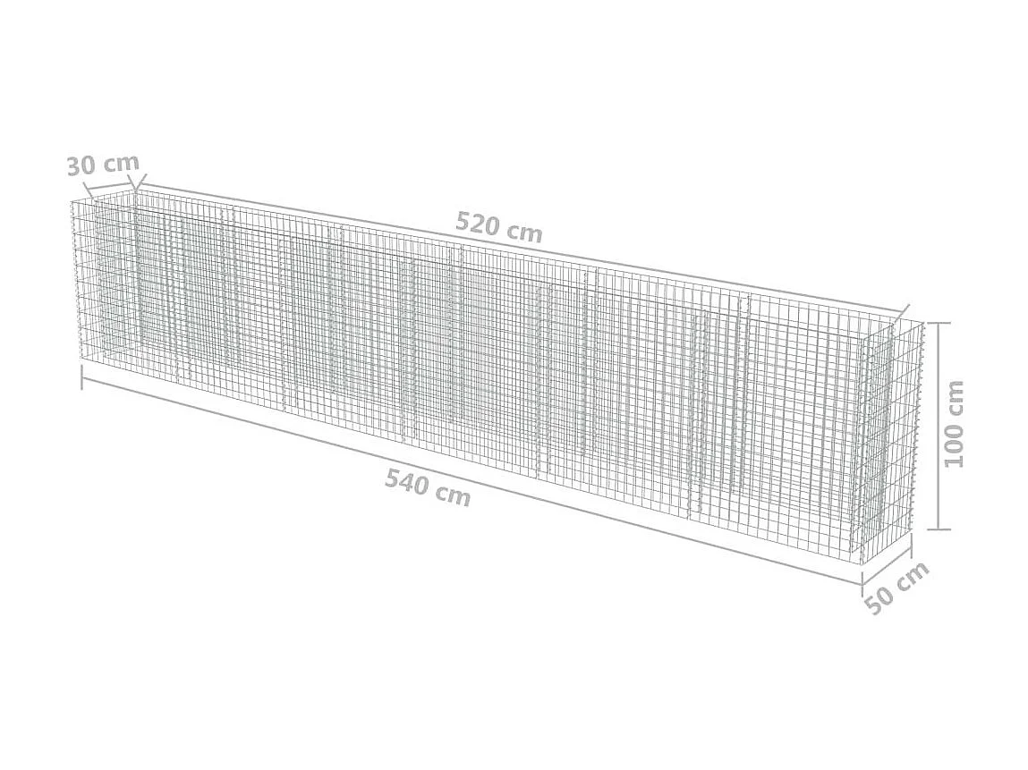 Jardinière à gabion Acier galvanisé 540x50x100
