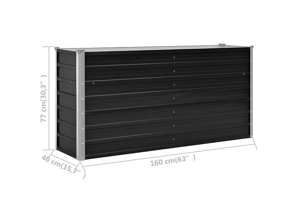 Jardinière Anthracite 160x40x77 Acier galvanisé