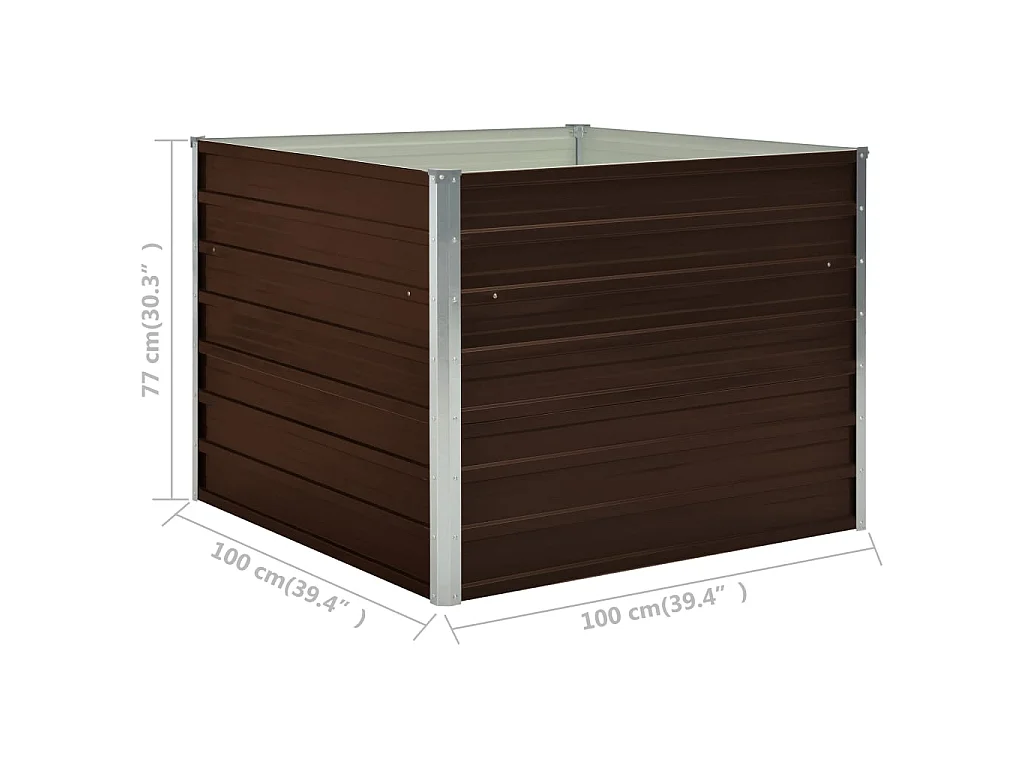 Jardinière surélevée Marron 100x100x77 Acier galvanisé