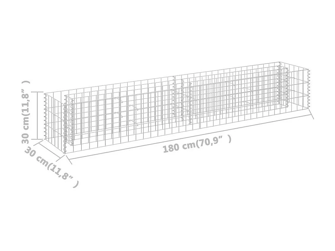 Jardinière à gabion Acier galvanisé 180x30x30